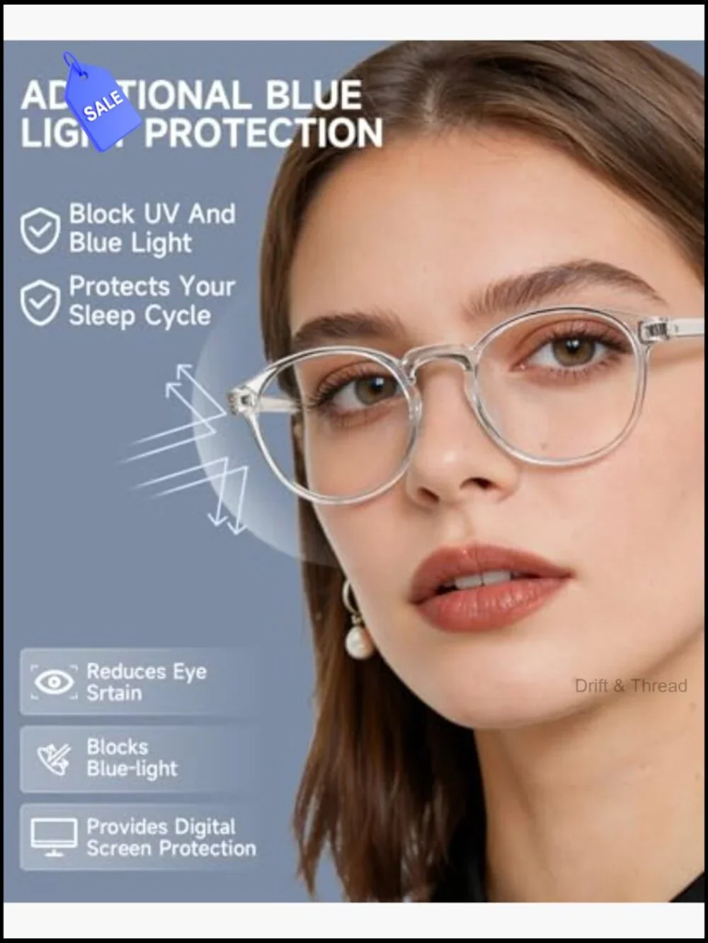 Blue Light Blocking Glasses Anti Eyestrain Lightweight TR90 Frame Computer